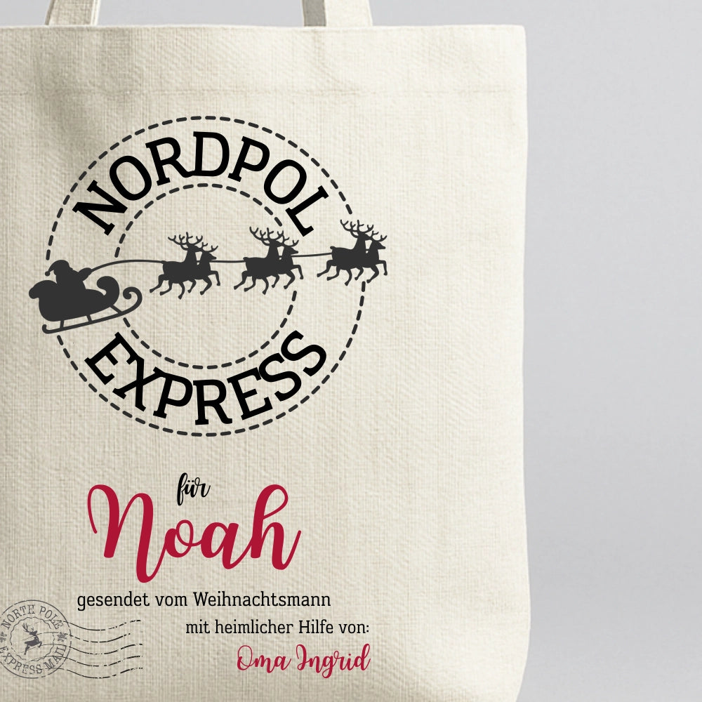 Personalisierte Weihnachtstasche "Nordpol Express"