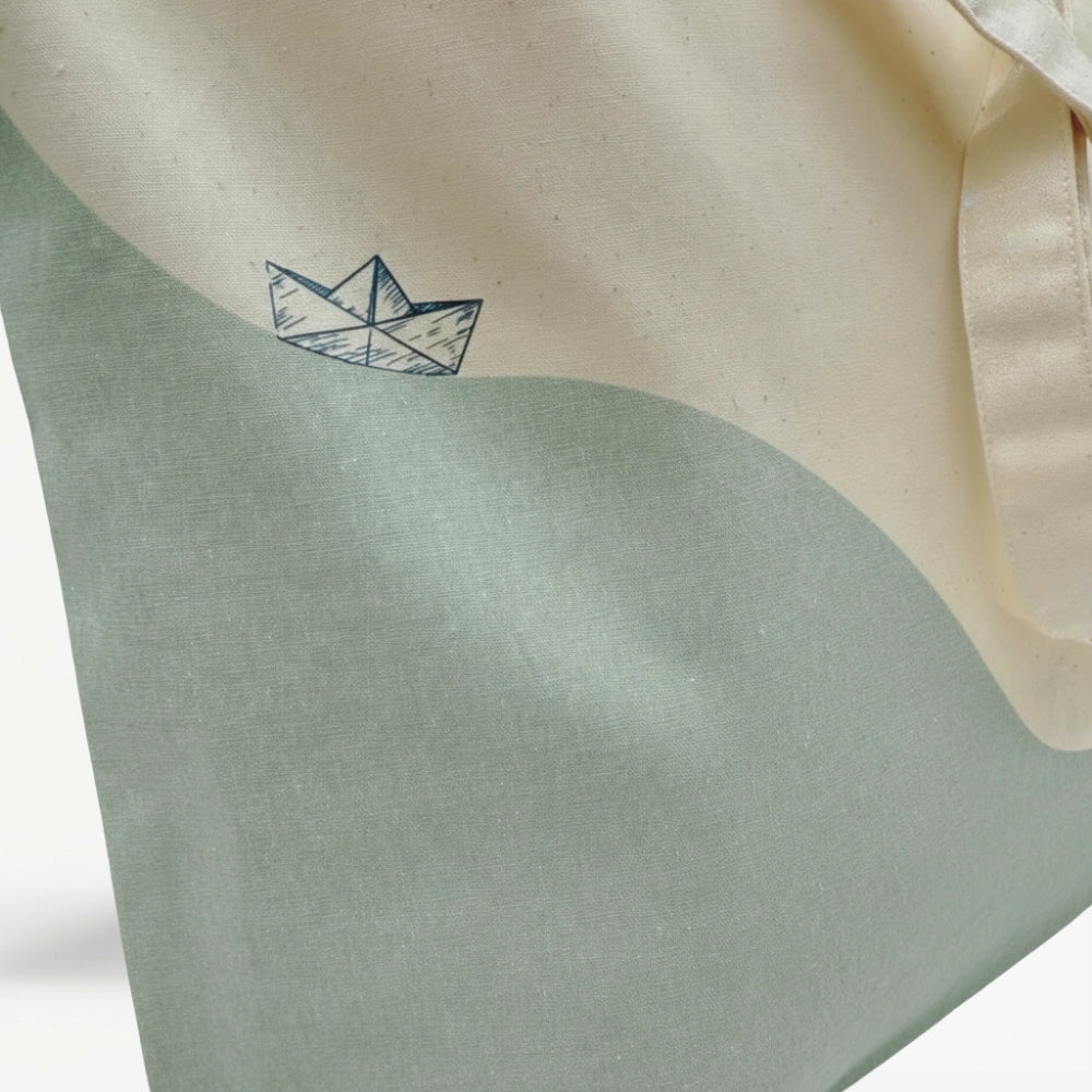 Große Bio-Baumwolltasche "Papierboot" - in 2 Farben erhältlich