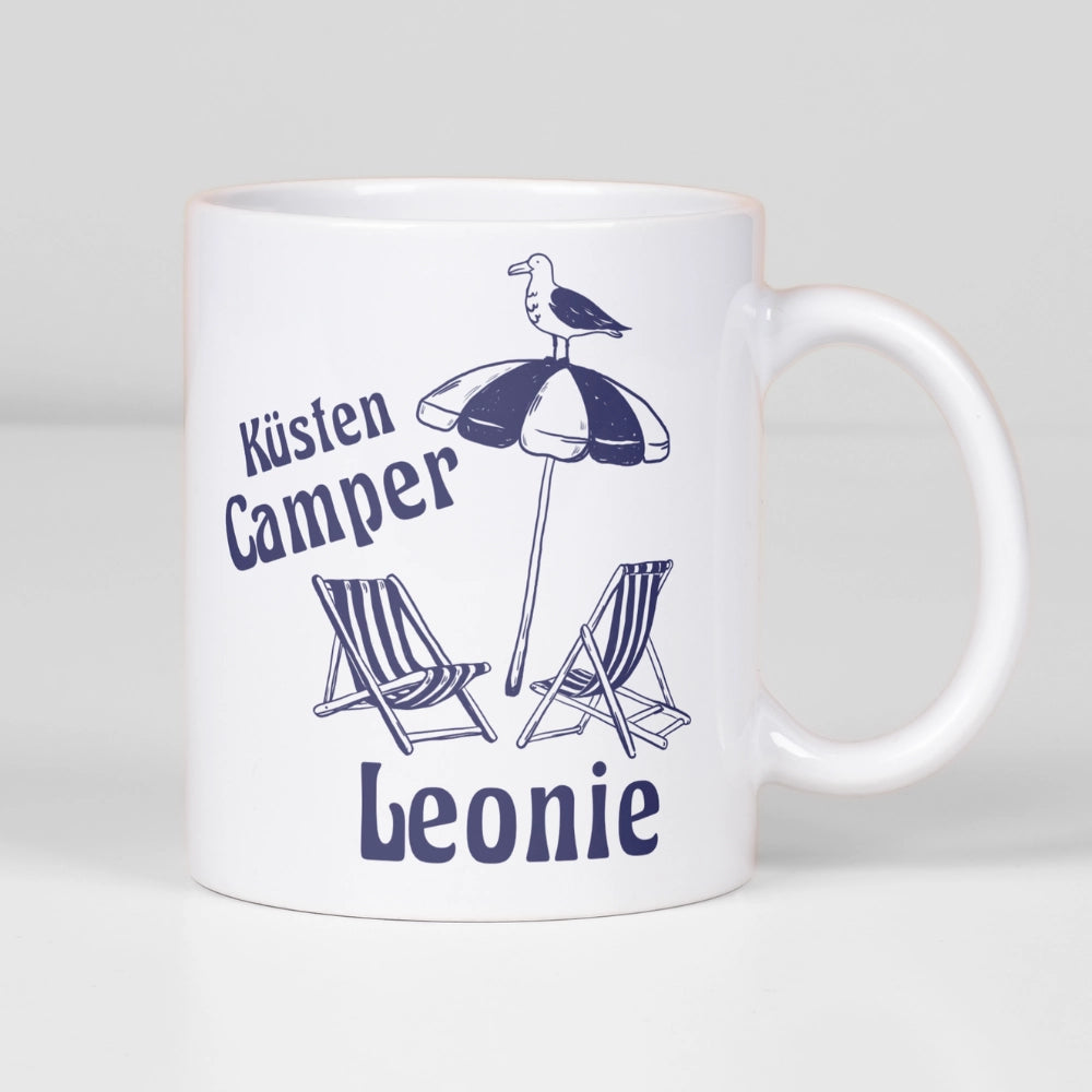 Personalisierte Keramik-Tasse "Küstencamper"
