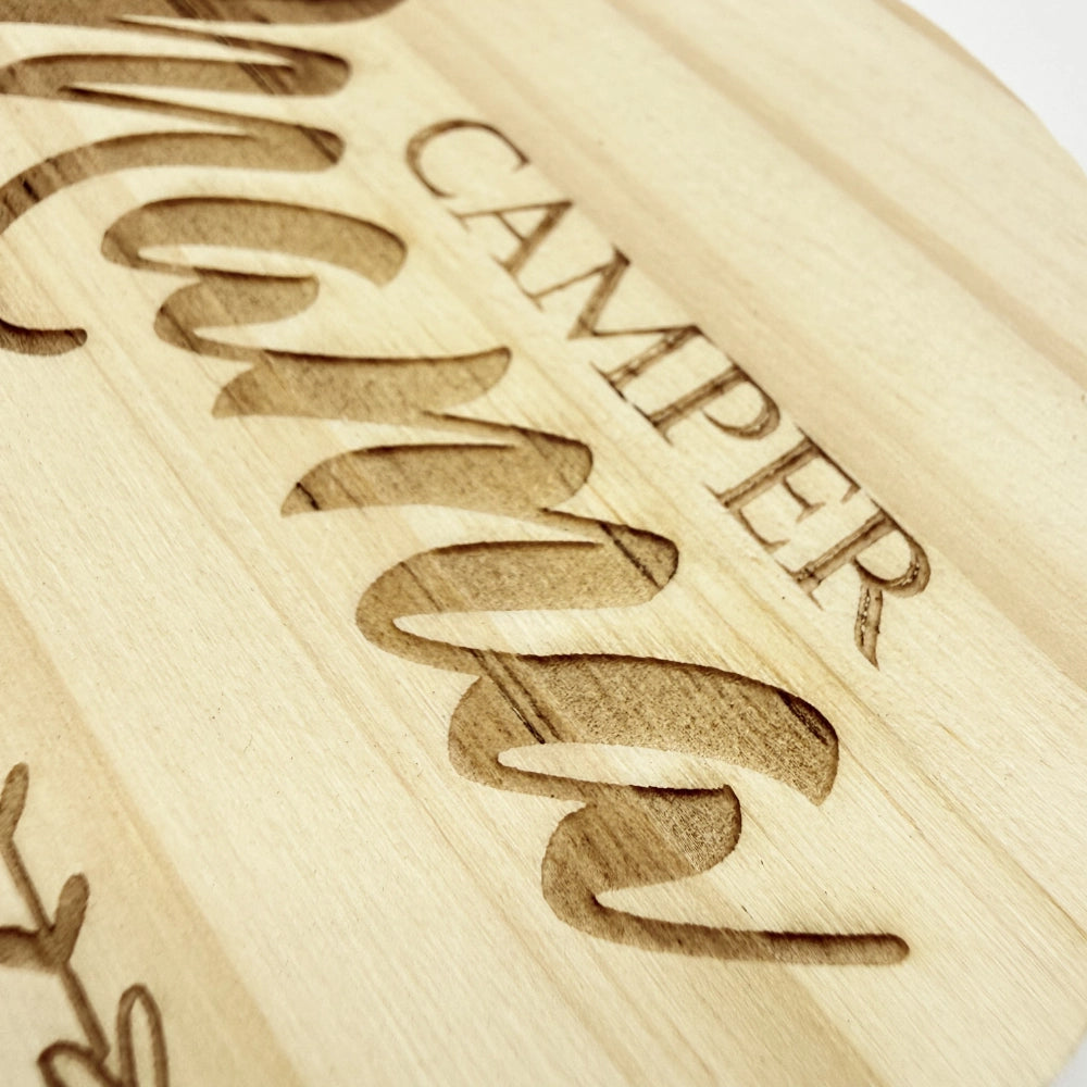 Personalisierter Holz-Untersetzer "Camper Mama"