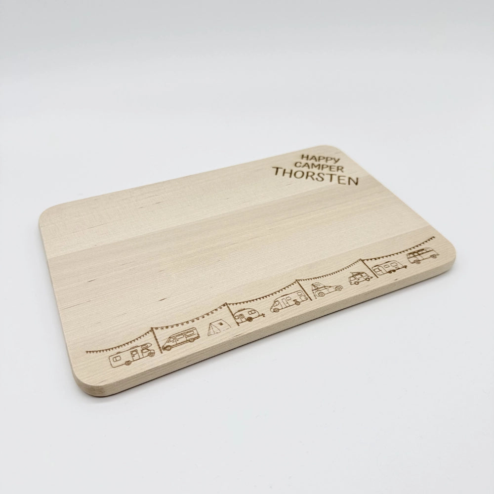 Personalisiertes Frühstücksbrettchen "Happy Camper"