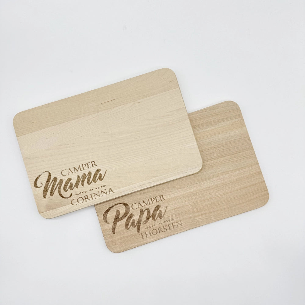 Personalisiertes Frühstücksbrettchen Set "Camper Mama & Camper Papa"