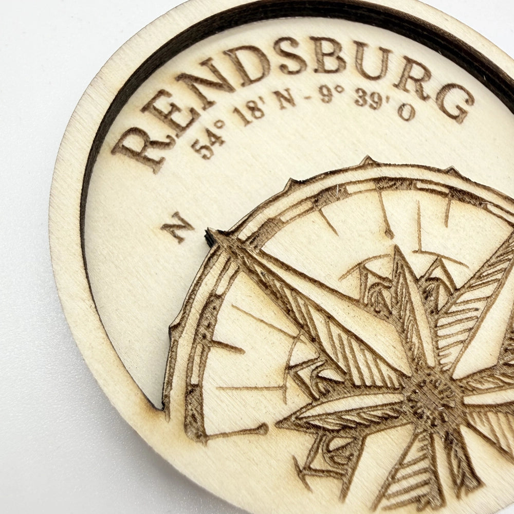 Doppelschicht-Magnet "Kompass Rendsburg"