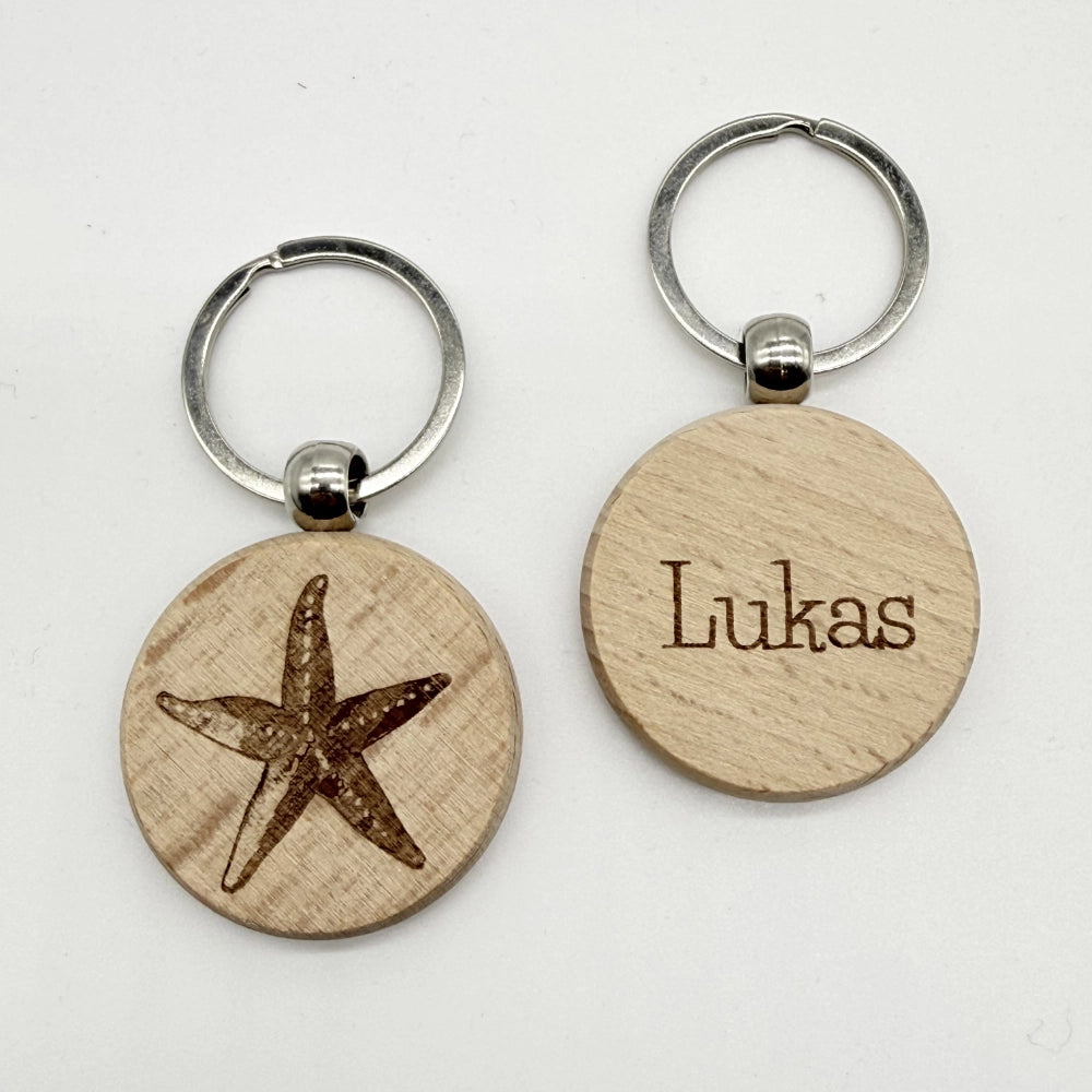 Personalisierter runder Schlüsselanhänger "Seestern"