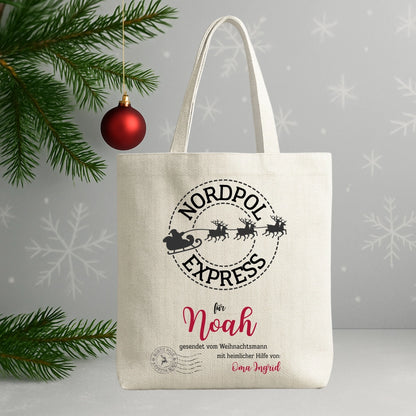 Personalisierte Weihnachtstasche "Nordpol Express"