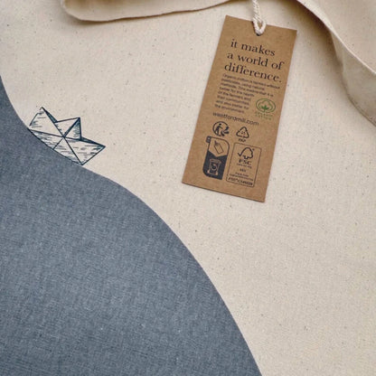 Große Bio-Baumwolltasche "Papierboot" - in 2 Farben erhältlich