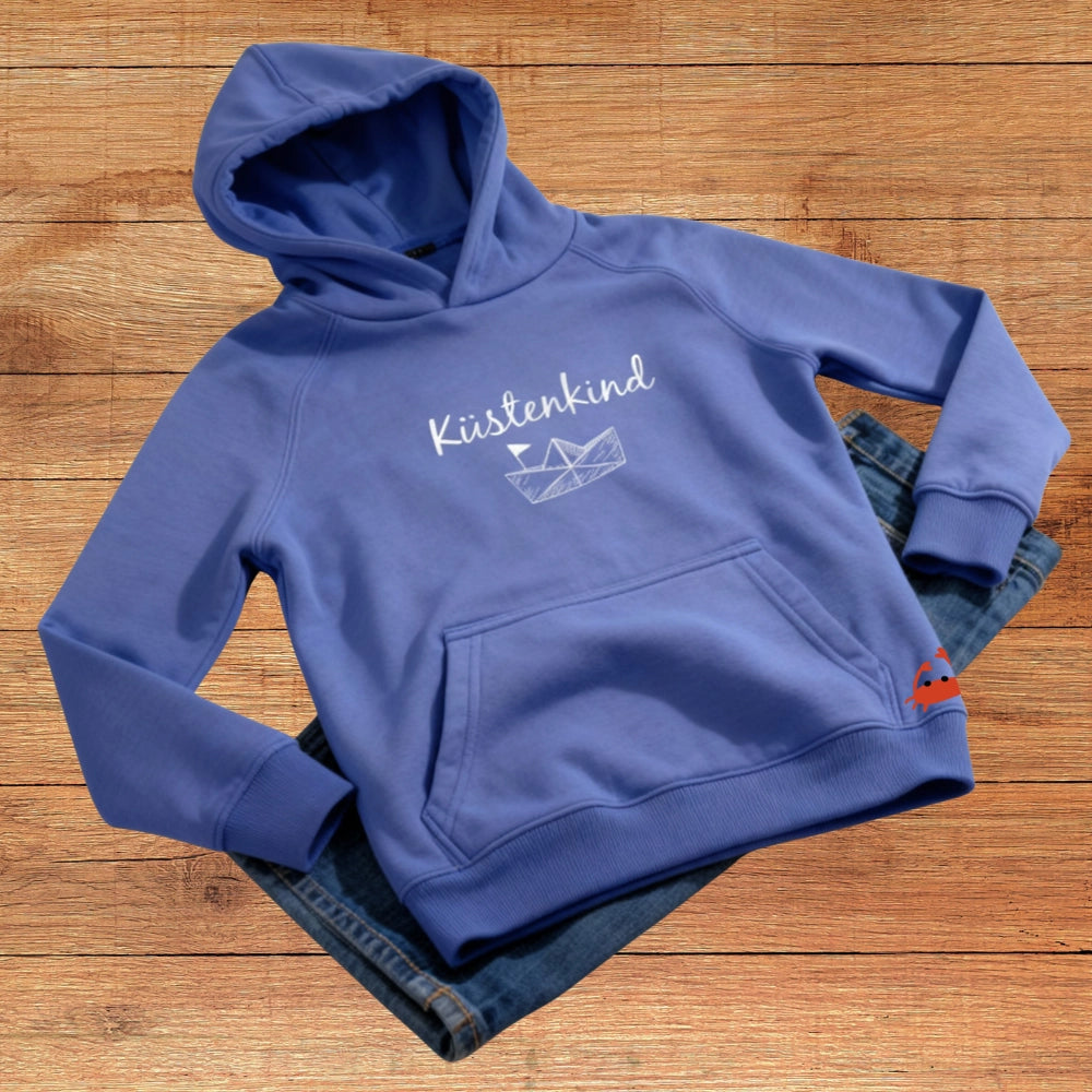 Kinder Bio Hoodie "Küstenkind" blau