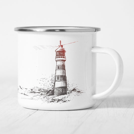 Emaille-Tasse "Leuchtturm"