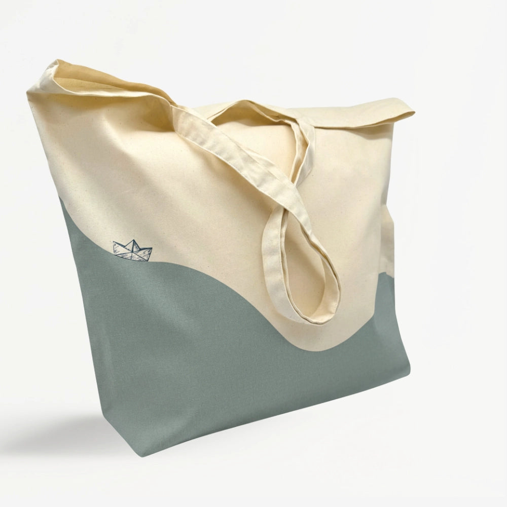 Große Bio-Baumwolltasche "Papierboot" - in 2 Farben erhältlich