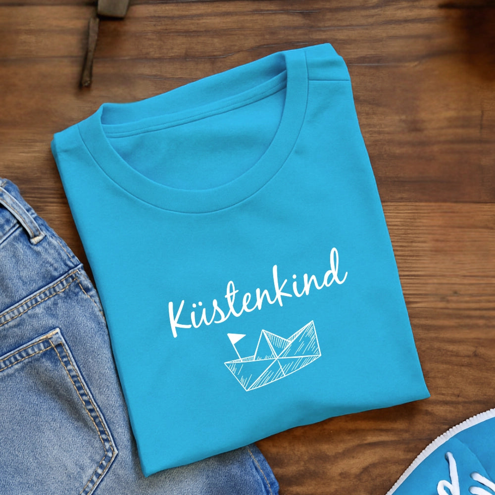 Kinder Bio T-Shirt "Küstenkind" blau