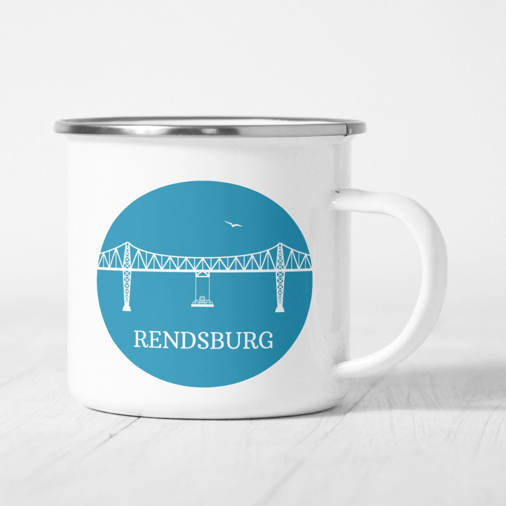 Emaille-Tasse "Rendsburg Hochbrücke"