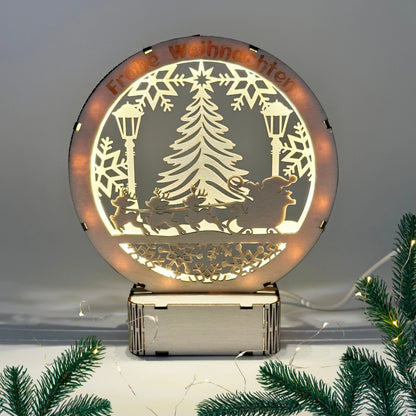 Handgefertigtes LED-Dekolicht "Frohe Weihnachten" in 3D Optik