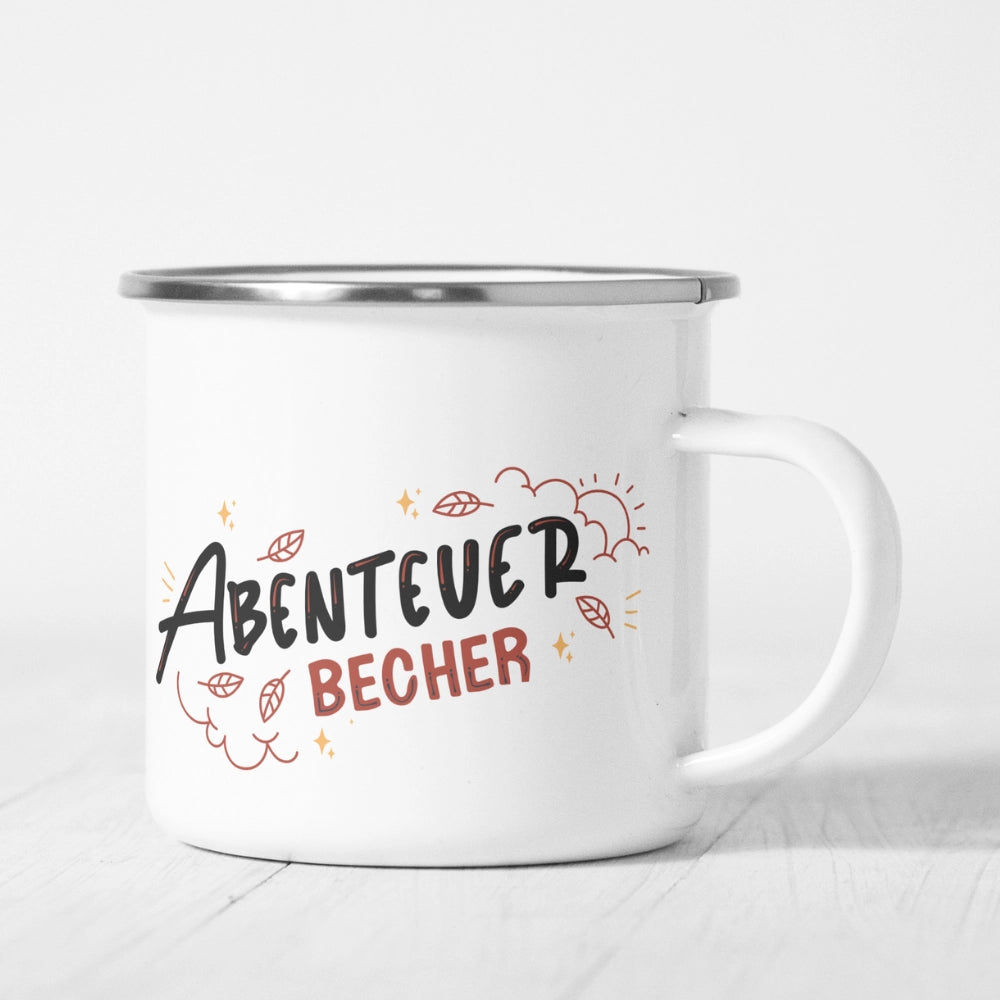 Emaille-Tasse "Abenteuer Becher"