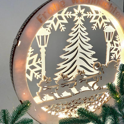 Handgefertigtes LED-Dekolicht "Frohe Weihnachten" in 3D Optik