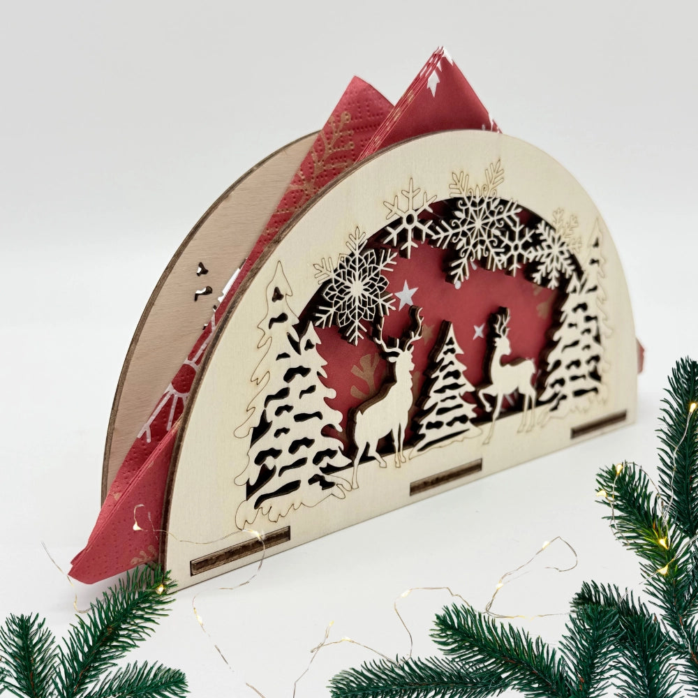 Handgefertigter Weihnachts-Serviettenhalter aus Holz