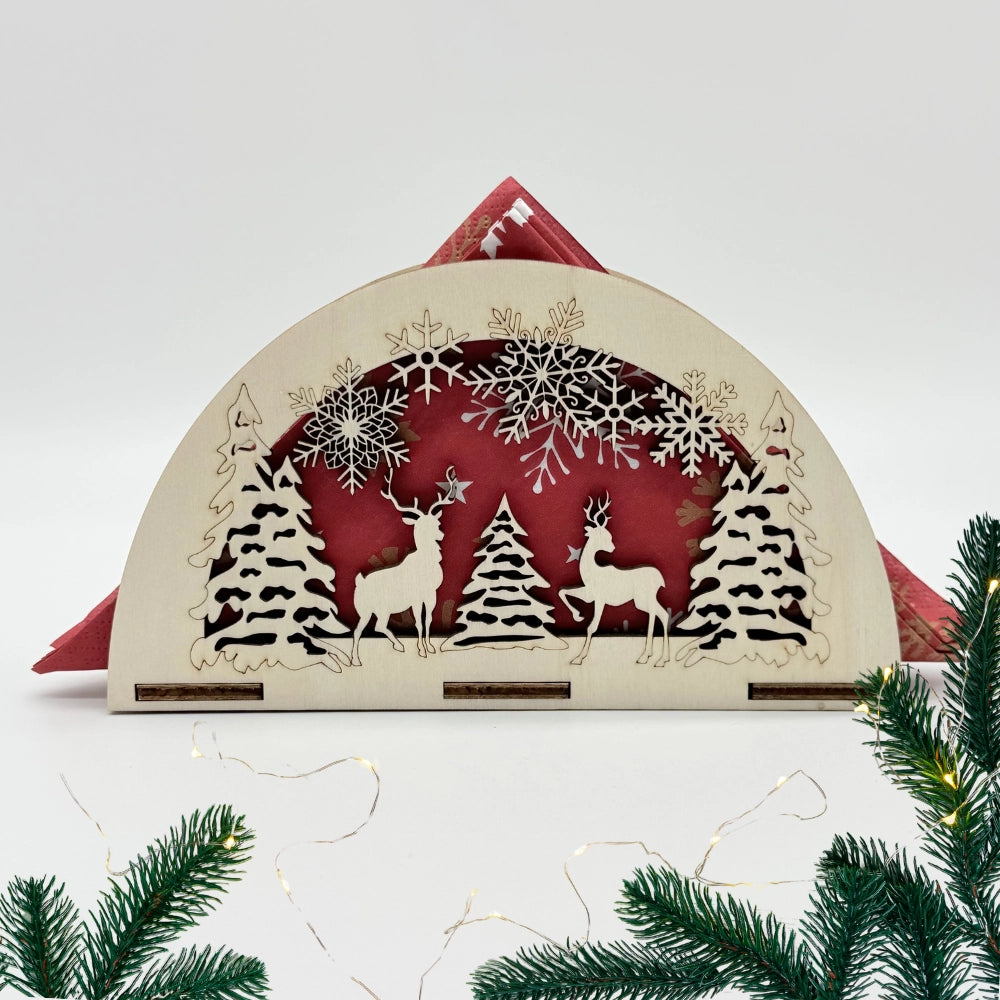 Handgefertigter Weihnachts-Serviettenhalter aus Holz