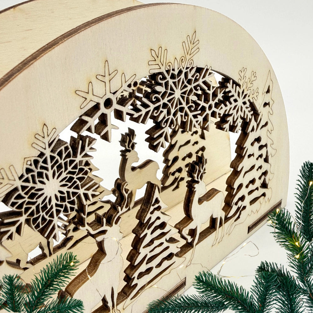 Handgefertigter Weihnachts-Serviettenhalter aus Holz