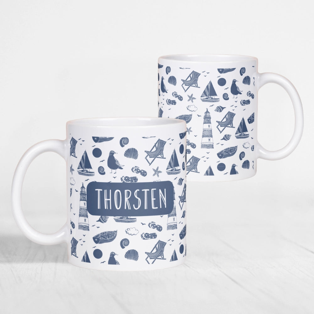 Personalisierte Keramik-Tasse "Collage Maritim"