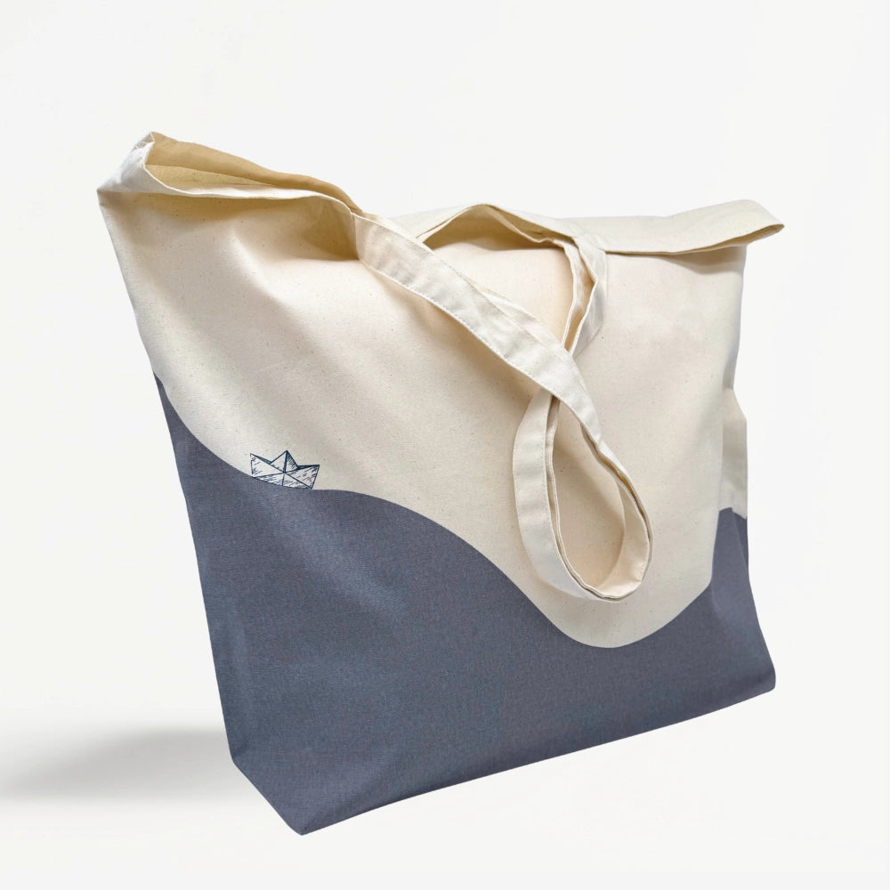 Große Bio-Baumwolltasche "Papierboot" - in 2 Farben erhältlich