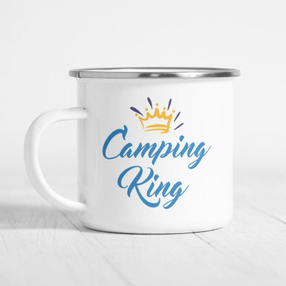 Personalisierte Emaille-Tasse "Camping King"