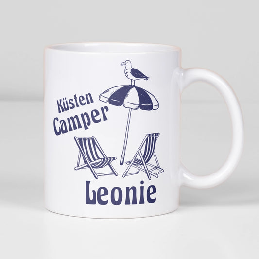 Personalisierte Keramik-Tasse "Küstencamper"