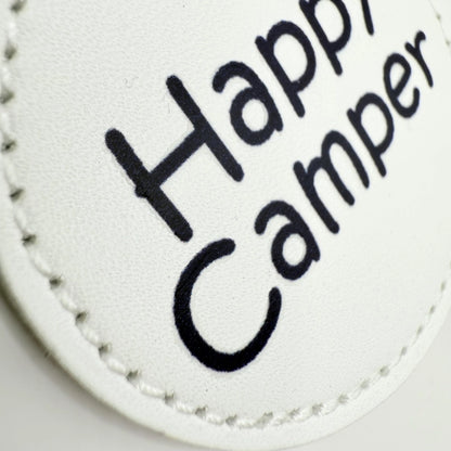 Runder Schlüsselanhänger mit Fach für Chip "Happy Camper"