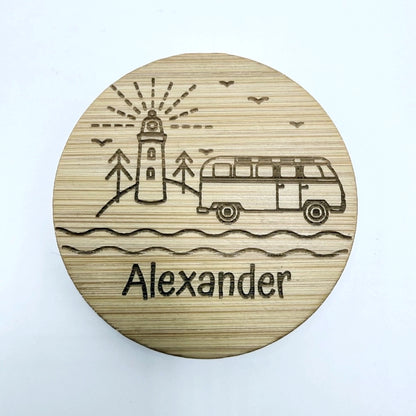 Personalisierter Flaschenöffner-Magnet "Camping" + Flaschenöffner - 9 Motive