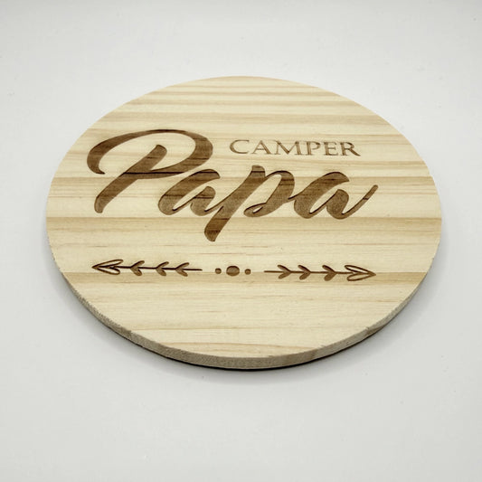 Holz-Untersetzer "Camper Papa"