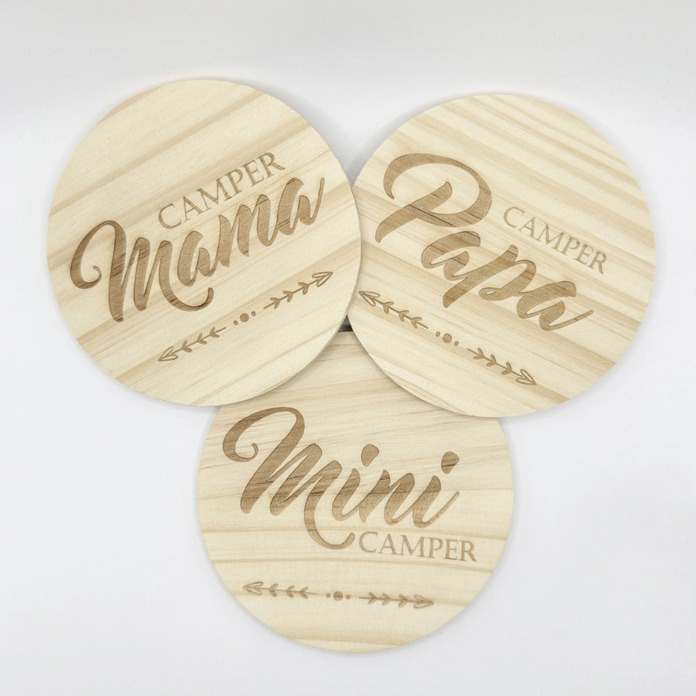 Holzuntersetzer 3er-Set Camper Familie