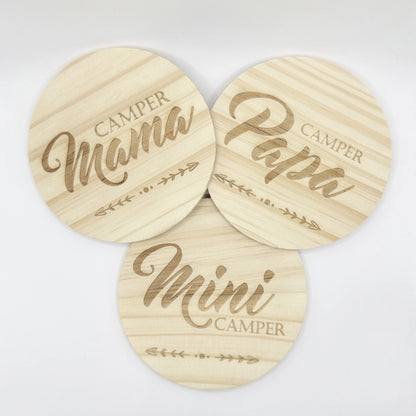 Holzuntersetzer 3er-Set Camper Familie