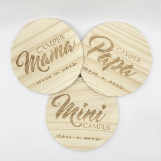 Holzuntersetzer 3er-Set Camper Familie