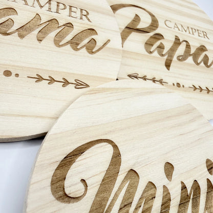 Holzuntersetzer 3er-Set Camper Familie