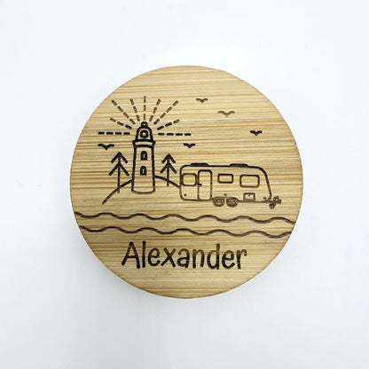 Personalisierter Flaschenöffner-Magnet "Camping" + Flaschenöffner - 9 Motive