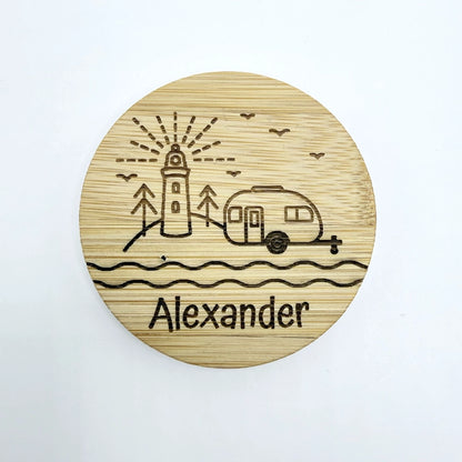 Personalisierter Flaschenöffner-Magnet "Camping" + Flaschenöffner - 9 Motive