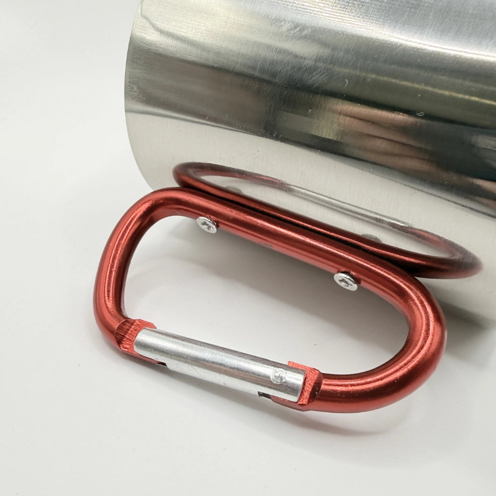 Edelstahl Trinkbecher mit Karabiner-Griff "Its time for a new adventure"