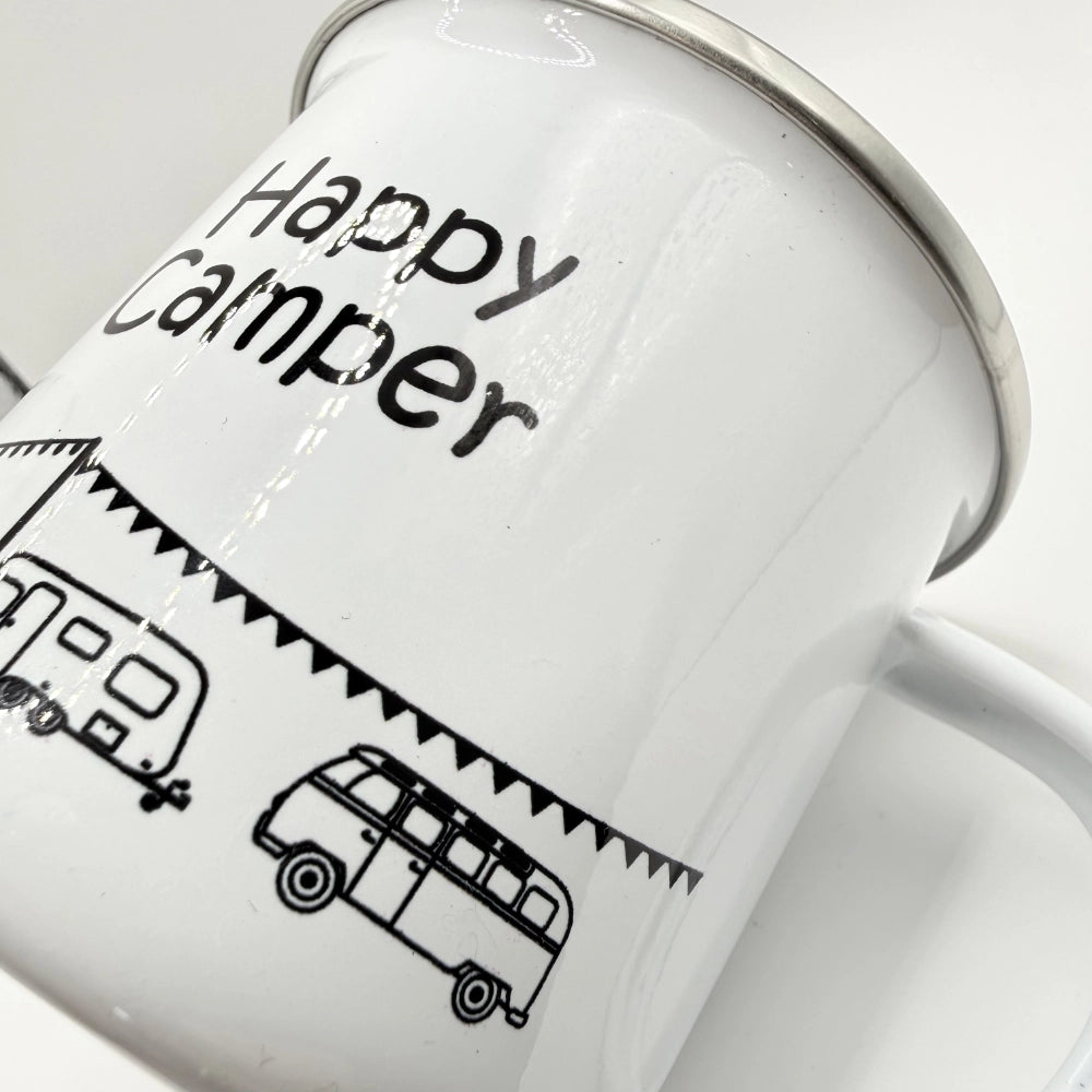 Emaille-Tasse "Happy Camper"