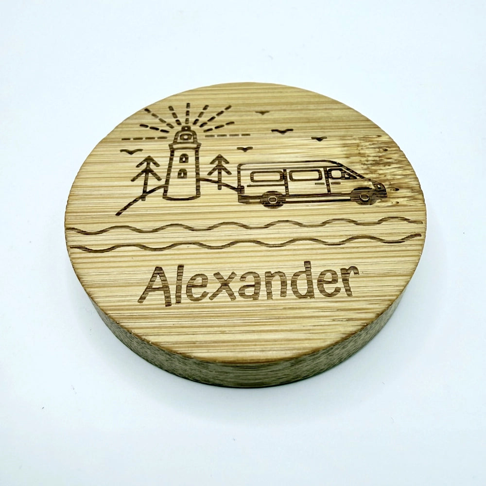 Personalisierter Flaschenöffner-Magnet "Camping" + Flaschenöffner - 9 Motive