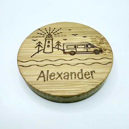 Personalisierter Flaschenöffner-Magnet "Camping" + Flaschenöffner - 9 Motive