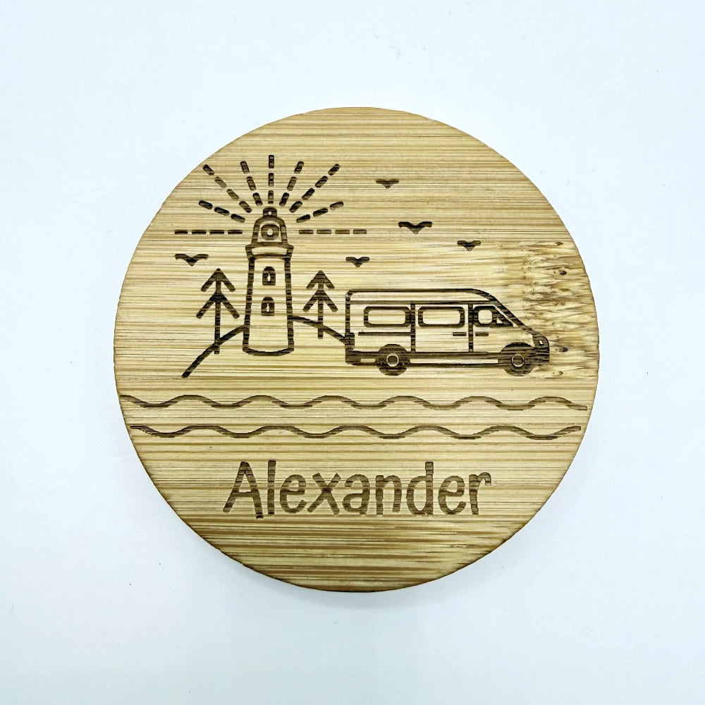 Personalisierter Flaschenöffner-Magnet "Camping" + Flaschenöffner - 9 Motive