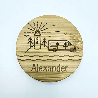 Personalisierter Flaschenöffner-Magnet "Camping" + Flaschenöffner - 9 Motive