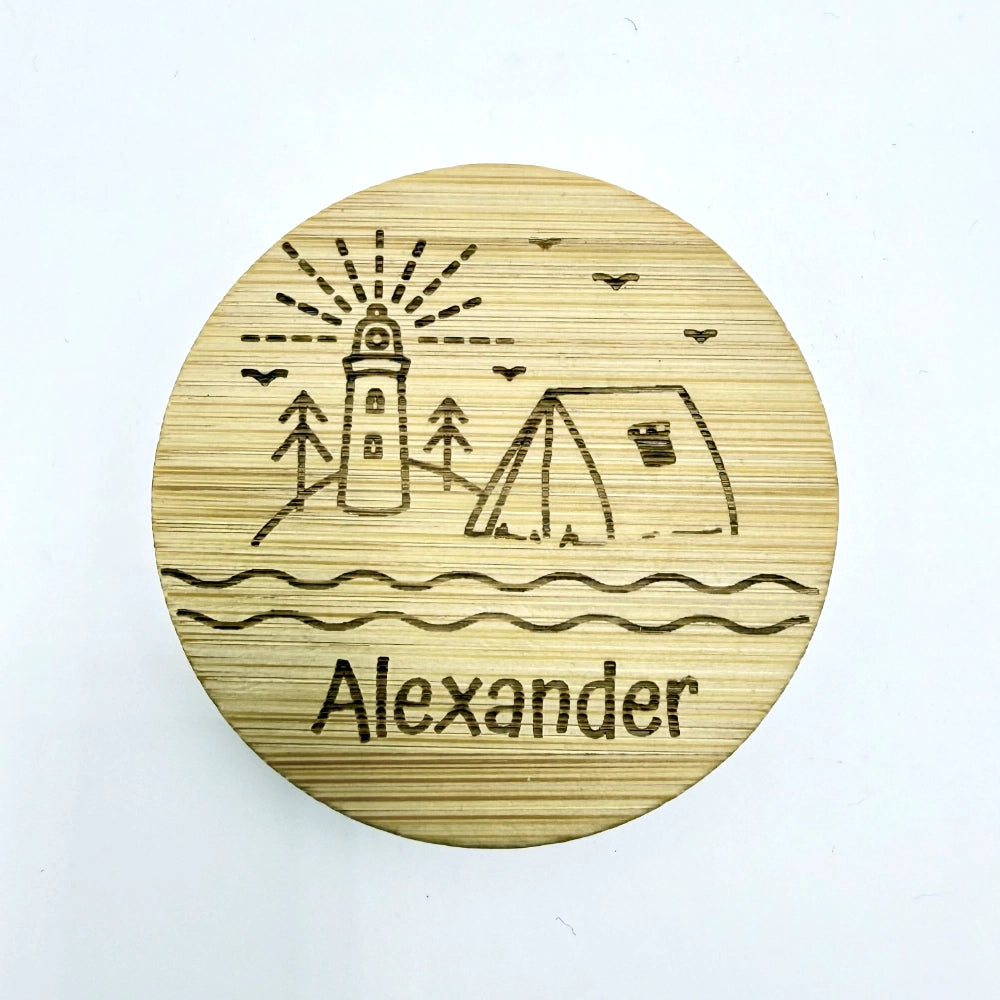 Personalisierter Flaschenöffner-Magnet "Camping" + Flaschenöffner - 9 Motive