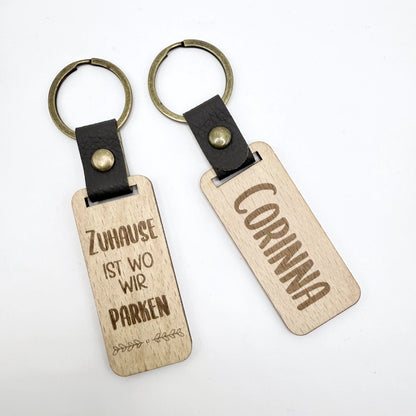 Personalisierter Schlüsselanhänger "Zuhause ist wo wir campen"