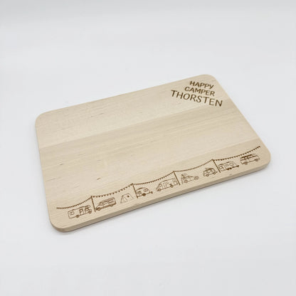 Personalisiertes Frühstücksbrettchen "Happy Camper"