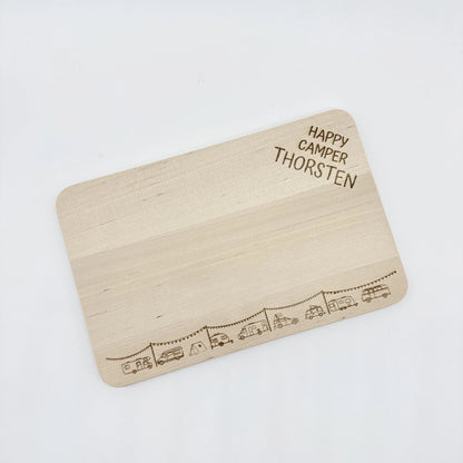 Personalisiertes Frühstücksbrettchen "Happy Camper"