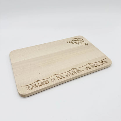Personalisiertes Frühstücksbrettchen "Happy Camper"