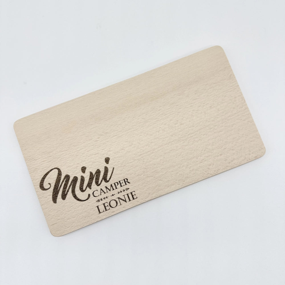 Personalisiertes Frühstücksbrettchen "Mini Camper"