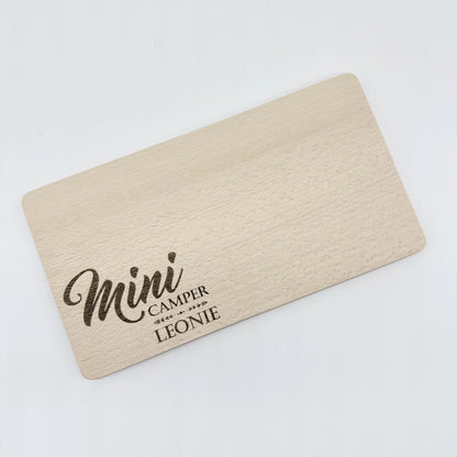 Personalisiertes Frühstücksbrettchen "Mini Camper"