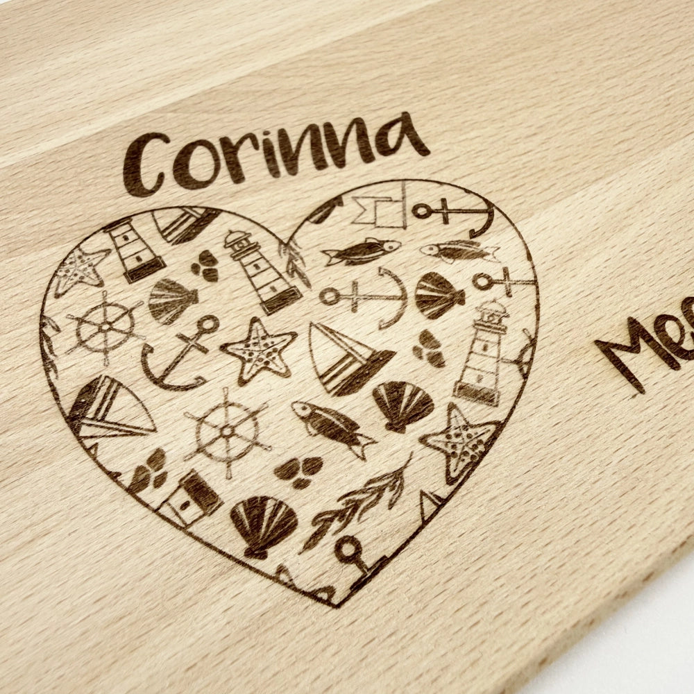 Personalisiertes Frühstücksbrettchen "Meerliebe"