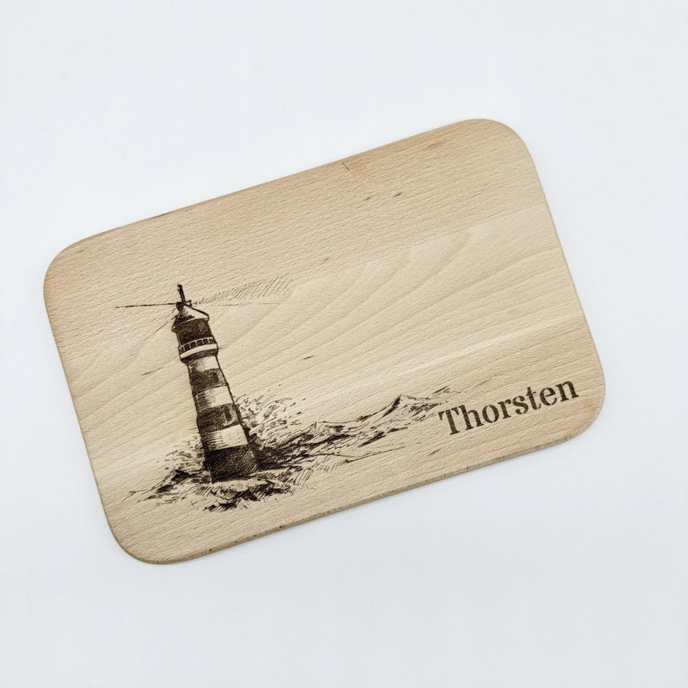 Personalisiertes Frühstücksbrettchen "Leuchtturm"
