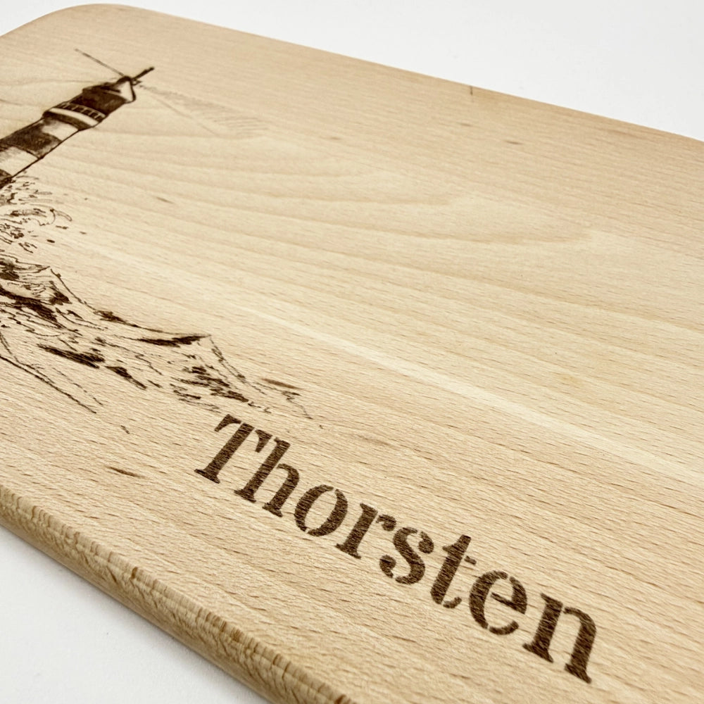 Personalisiertes Frühstücksbrettchen "Leuchtturm"
